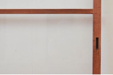 アンティーク建具　趣ある木味が魅力的なガラス戸2枚セット(引き戸)(R-076055)