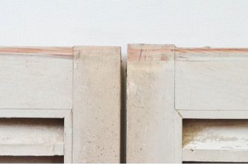 アンティーク建具　ペイント仕上げ限定　シャビーなペイントがお洒落なルーバー窓4枚セット(引き戸、ジャロジー窓、目隠しルーバー、雨戸、木製)(R-076057)