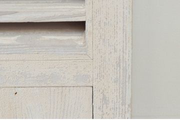 アンティーク建具　ペイント仕上げ限定　シャビーなペイントがお洒落なルーバー窓4枚セット(引き戸、ジャロジー窓、目隠しルーバー、雨戸、木製)(R-076057)