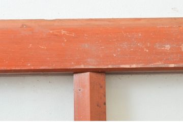 アンティーク建具　明るい木色がレトロな雰囲気を盛り上げるガラス戸2枚セット(引き戸)(R-076061)