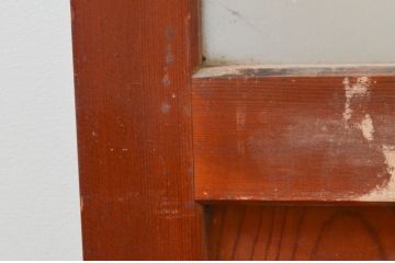 アンティーク建具　明るい木色がレトロな雰囲気を盛り上げるガラス戸2枚セット(引き戸)(R-076061)