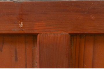 アンティーク建具　明るい木色がレトロな雰囲気を盛り上げるガラス戸2枚セット(引き戸)(R-076061)