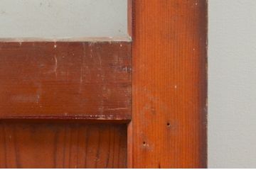 アンティーク建具　明るい木色がレトロな雰囲気を盛り上げるガラス戸2枚セット(引き戸)(R-076061)