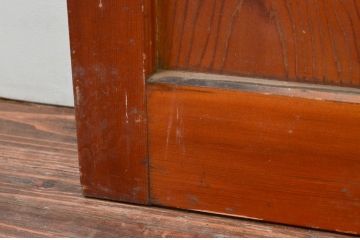 アンティーク建具　明るい木色がレトロな雰囲気を盛り上げるガラス戸2枚セット(引き戸)(R-076061)