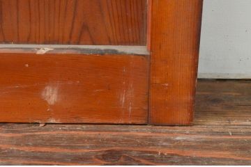 アンティーク建具　明るい木色がレトロな雰囲気を盛り上げるガラス戸2枚セット(引き戸)(R-076061)