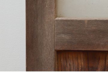 アンティーク建具　明るい木色がレトロな雰囲気を盛り上げるガラス戸2枚セット(引き戸)(R-076061)