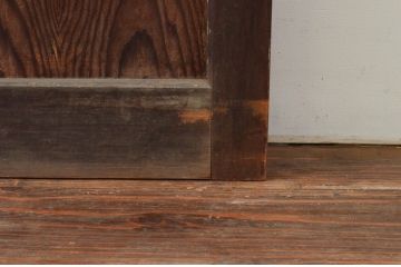 アンティーク建具　明るい木色がレトロな雰囲気を盛り上げるガラス戸2枚セット(引き戸)(R-076061)