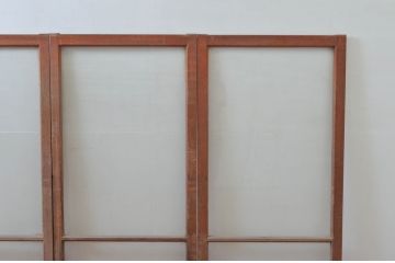 アンティーク建具　レトロ空間におすすめ!素朴な木味が魅力的なガラス窓4枚セット(引き戸、ガラス戸)(R-076063)
