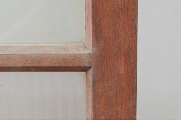 アンティーク建具　レトロ空間におすすめ!素朴な木味が魅力的なガラス窓4枚セット(引き戸、ガラス戸)(R-076063)