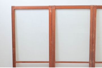 アンティーク建具　レトロ空間におすすめ!素朴な木味が魅力的なガラス窓4枚セット(引き戸、ガラス戸)(R-076063)