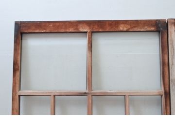 アンティーク建具　どこか懐かしさを感じるガラス窓2枚セット(引き戸、ガラス戸)(R-076064)