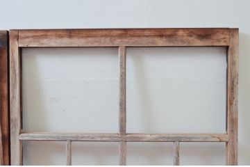 アンティーク建具　どこか懐かしさを感じるガラス窓2枚セット(引き戸、ガラス戸)(R-076064)