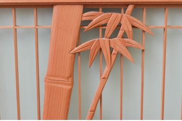 アンティーク建具　躍動感あふれる虎の彫刻が目を惹く書院戸4枚セット(窓、引き戸、ガラス戸)(R-076067)
