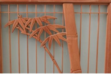 アンティーク建具　躍動感あふれる虎の彫刻が目を惹く書院戸4枚セット(窓、引き戸、ガラス戸)(R-076067)