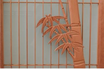 アンティーク建具　躍動感あふれる虎の彫刻が目を惹く書院戸4枚セット(窓、引き戸、ガラス戸)(R-076067)