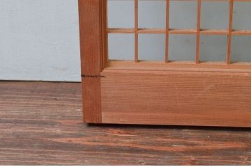 アンティーク建具　躍動感あふれる虎の彫刻が目を惹く書院戸4枚セット(窓、引き戸、ガラス戸)(R-076067)