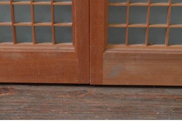 アンティーク建具　躍動感あふれる虎の彫刻が目を惹く書院戸4枚セット(窓、引き戸、ガラス戸)(R-076067)