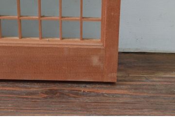 アンティーク建具　躍動感あふれる虎の彫刻が目を惹く書院戸4枚セット(窓、引き戸、ガラス戸)(R-076067)
