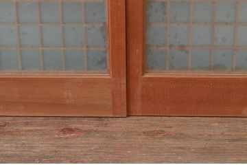 アンティーク建具　躍動感あふれる虎の彫刻が目を惹く書院戸4枚セット(窓、引き戸、ガラス戸)(R-076067)