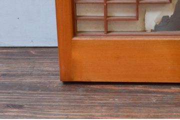 アンティーク建具　富士山・松・鶴　縁起物の彫刻が魅力の障子付き書院戸4枚セット(窓、引き戸、障子戸)(R-076068)