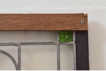 ビンテージ建具　華やかな蝶の図柄が存在感を放つステンドグラス1枚(明り取り、明かり取り、窓、ヴィンテージ)(R-076070)