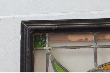 ビンテージ建具　華やかな鳥の図柄が存在感を放つステンドグラス1枚(明り取り、明かり取り、窓、ヴィンテージ)(R-076071)