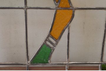 ビンテージ建具　華やかな鳥の図柄が存在感を放つステンドグラス1枚(明り取り、明かり取り、窓、ヴィンテージ)(R-076071)