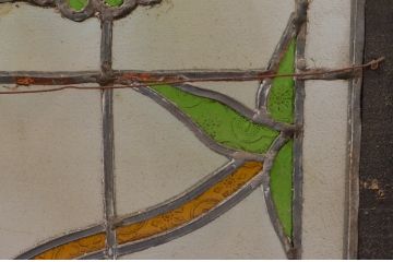 ビンテージ建具　華やかな鳥の図柄が存在感を放つステンドグラス1枚(明り取り、明かり取り、窓、ヴィンテージ)(R-076071)