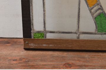 ビンテージ建具　華やかな鳥の図柄が存在感を放つステンドグラス1枚(明り取り、明かり取り、窓、ヴィンテージ)(R-076071)