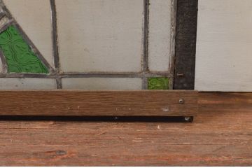 ビンテージ建具　華やかな鳥の図柄が存在感を放つステンドグラス1枚(明り取り、明かり取り、窓、ヴィンテージ)(R-076071)