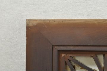 アンティーク建具　凝ったデザインが魅力的な障子付き組子欄間1枚(明り取り、明かり取り)(R-076076)