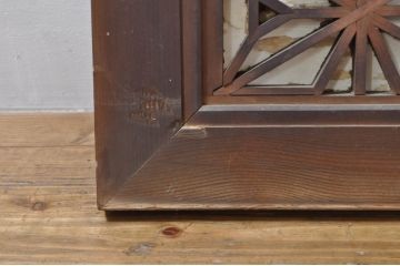 アンティーク建具　凝ったデザインが魅力的な障子付き組子欄間1枚(明り取り、明かり取り)(R-076076)