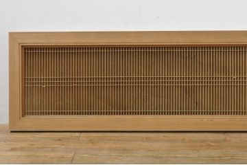 アンティーク建具　繊細な格子が目を惹く障子付き筬欄間1枚(明かり取り、明り取り、オサランマ、おさらんま、格子欄間)(R-076077)
