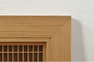 アンティーク建具　繊細な格子が目を惹く障子付き筬欄間1枚(明かり取り、明り取り、オサランマ、おさらんま、格子欄間)(R-076077)