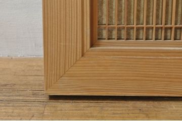 アンティーク建具　繊細な格子が目を惹く障子付き筬欄間1枚(明かり取り、明り取り、オサランマ、おさらんま、格子欄間)(R-076077)