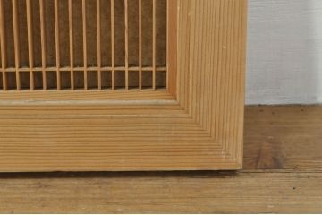 アンティーク建具　繊細な格子が目を惹く障子付き筬欄間1枚(明かり取り、明り取り、オサランマ、おさらんま、格子欄間)(R-076077)