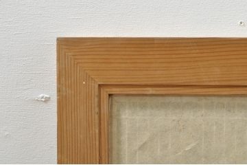 アンティーク建具　繊細な格子が目を惹く障子付き筬欄間1枚(明かり取り、明り取り、オサランマ、おさらんま、格子欄間)(R-076077)