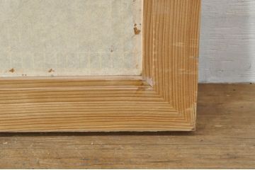 アンティーク建具　繊細な格子が目を惹く障子付き筬欄間1枚(明かり取り、明り取り、オサランマ、おさらんま、格子欄間)(R-076077)