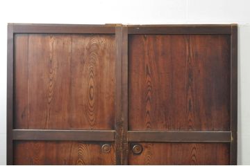 アンティーク建具　鏡板　欅(ケヤキ)材　和モダンな空間作りにおすすめな帯戸2枚セット(引き戸、板戸)(R-076082)