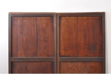 アンティーク建具　鏡板　欅(ケヤキ)材　和モダンな空間作りにおすすめな帯戸2枚セット(引き戸、板戸)(R-076083)