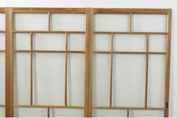 アンティーク建具　大正ロマン　古い木味が魅力的なガラス戸4枚セット(引き戸)(R-076084)