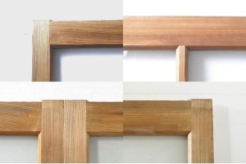 アンティーク建具　大正ロマン　古い木味が魅力的なガラス戸4枚セット(引き戸)(R-076084)