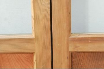 アンティーク建具　大正ロマン　古い木味が魅力的なガラス戸4枚セット(引き戸)(R-076084)