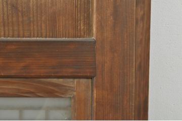 アンティーク建具　心和ませる古い木味が魅力的な組子入りガラス帯戸4枚セット(引き戸、板戸)(R-076085)