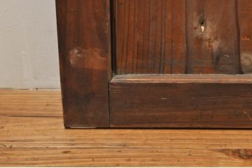 アンティーク建具　心和ませる古い木味が魅力的な組子入りガラス帯戸4枚セット(引き戸、板戸)(R-076085)