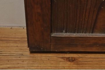 アンティーク建具　心和ませる古い木味が魅力的な組子入りガラス帯戸4枚セット(引き戸、板戸)(R-076085)