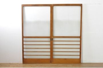 アンティーク建具　レトロな空間を演出するガラス戸2枚セット(引き戸)(R-076086)