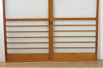 アンティーク建具　レトロな空間を演出するガラス戸2枚セット(引き戸)(R-076086)
