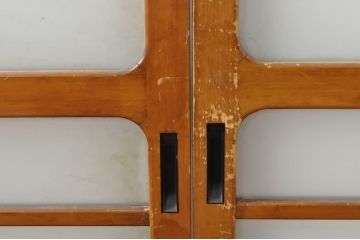 アンティーク建具　レトロな空間を演出するガラス戸2枚セット(引き戸)(R-076086)