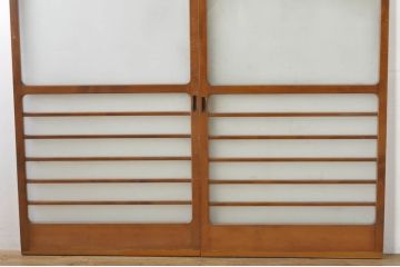 アンティーク建具　レトロな空間を演出するガラス戸2枚セット(引き戸)(R-076086)